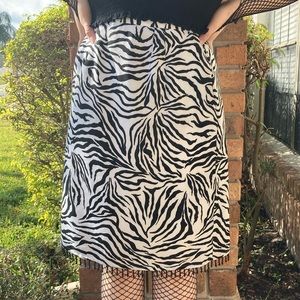 Black & White Zebra Print Skirt with Beading Hem